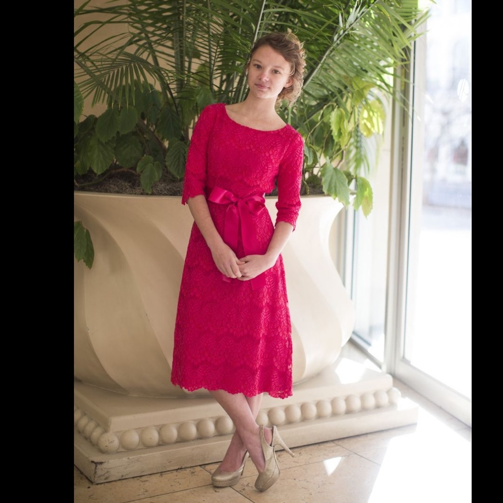 Sweet pink lace dress.